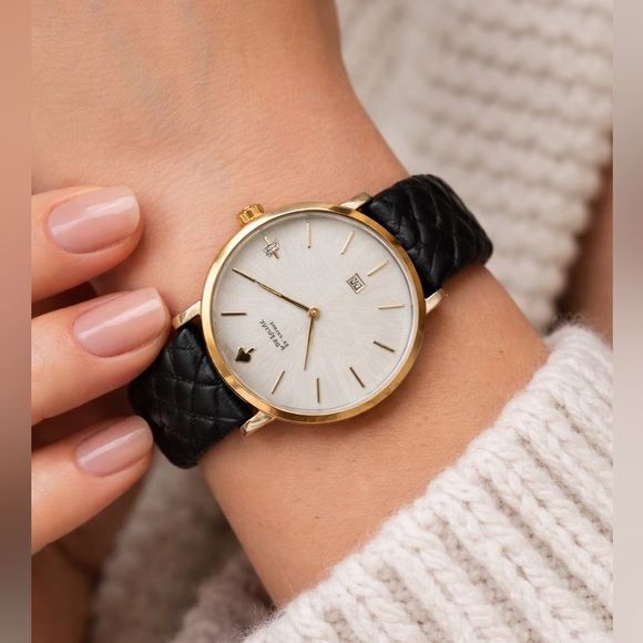 kate spade Accessories - Kate Spade Black Quilted Leather Strap Watch